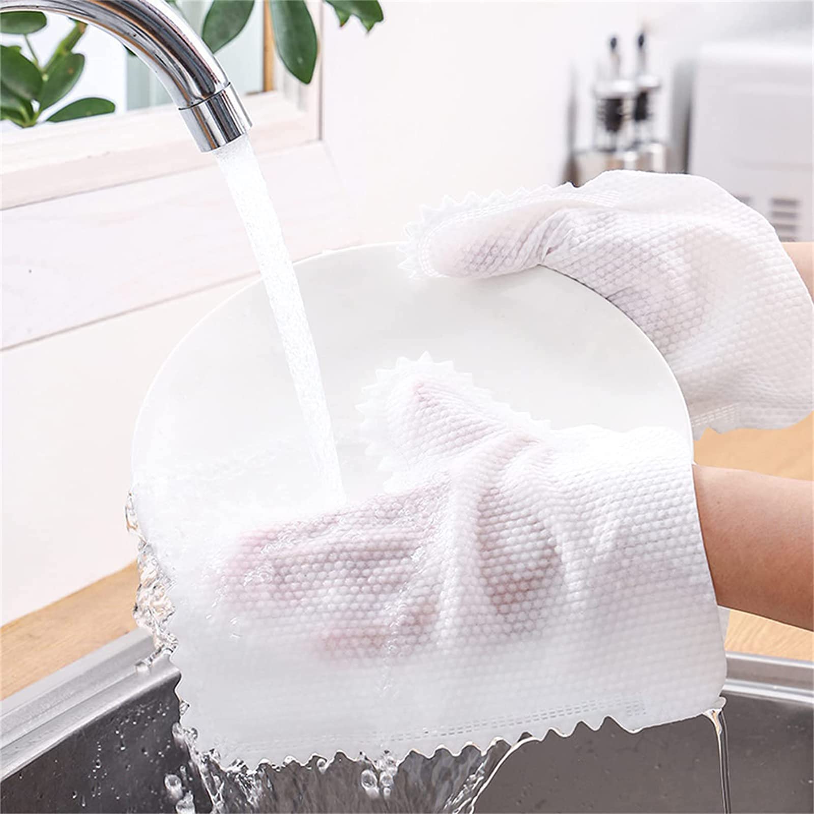 Guantes de Limpieza de Escamas de Pescado no Tejidos Reutilizables Lavables Electrostáticos para Eliminar el Polvo Paño de Limpieza de Microfibra para Ventanas, Vidrios,60pcs