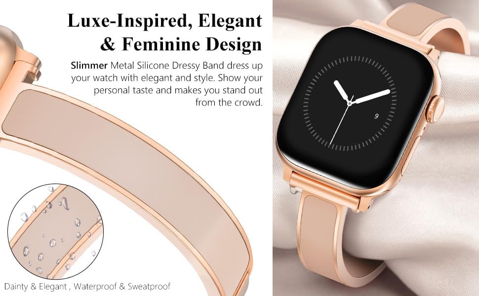 WINGLE Slim Watch Bands for Apple Watch Band Women 38mm 40mm 41mm 42mm 44mm 45mm 46mm Series 11 10 SE 3/2/1 Jewelry Dressy Bracelet Thin Metal Strap Designer Luxury Bangle for iWatch 9/8/7/6/5/4/3/2/1 - Image 9