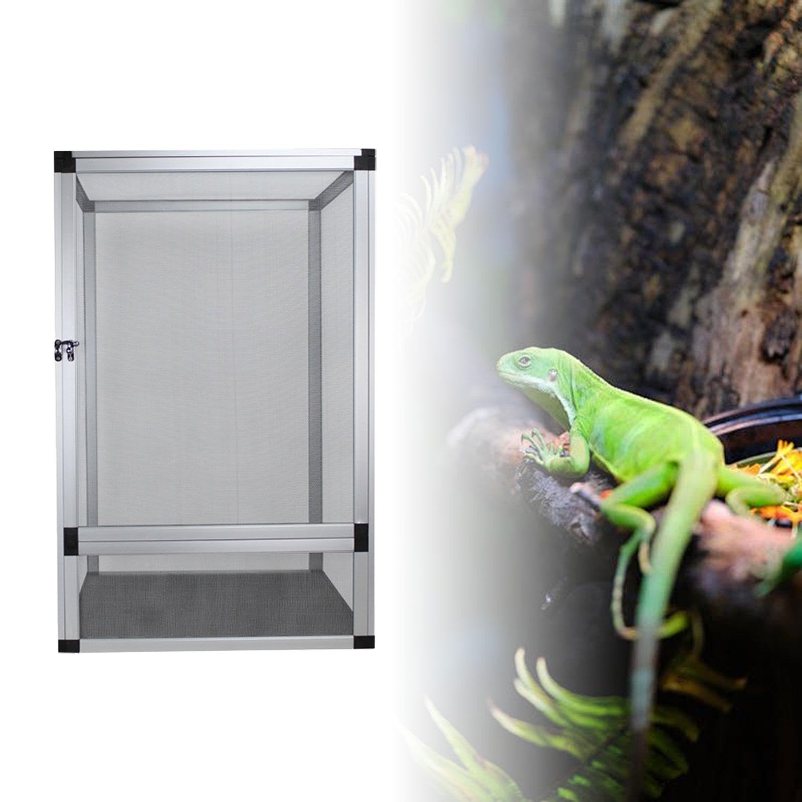 Baoblaze Jaula para Reptiles Terrario Ventilado Hábitat Multifuncional Recinto para Mascotas Observación de 360° para Camaleón Serpiente Dragón, Plata