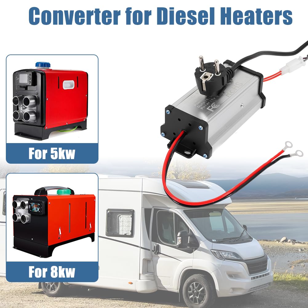 Adaptateur d'alimentation 230 V à 12 V Transformateur, Transformateur pour Chauffage Diesel 5kW/8kW, Convertisseur de Tension, Transfo AC à DC 200W pour Caravane, Camping-Car, Garage