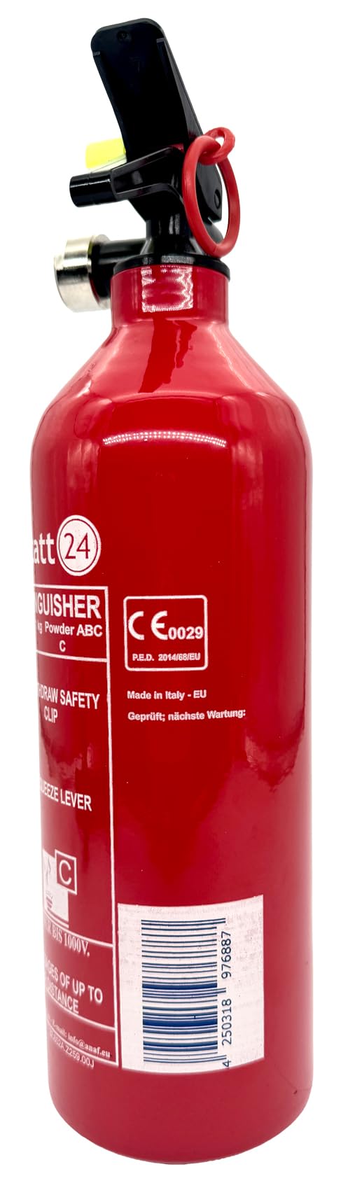 Aluminium 1kg ABC Autofeuerlöscher 'Pia' Manometer Halterung (Dauerdrucklöscher PS1-X Instandhaltungsnachweis HausundWerkstatt24)