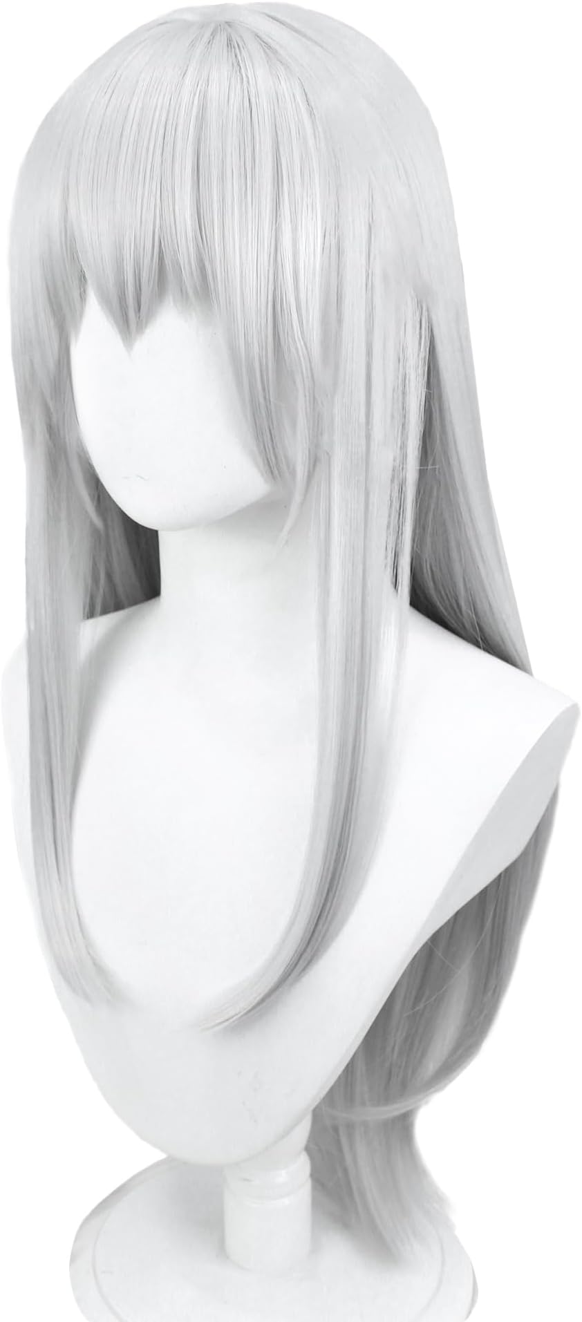 Anime Women Cosplay Wig 27.56 Inch Costume Accessories for Party Christmas Halloween (Silver White)