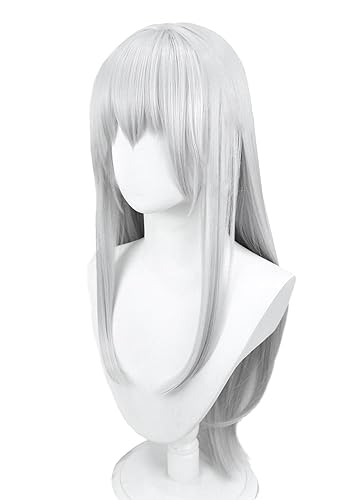DAZCOS Anime Women Cosplay Wig Costume Accessories for Party Halloween (Silver White)