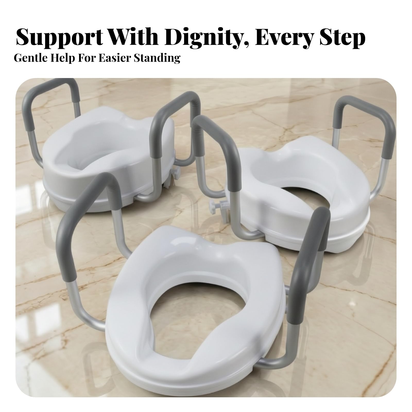 Sharplace wc-sitzerhöhung mit haltegriffen | Stabil, erhöhter Toilettensitz, ergonomisch, Sanitärbedarf, für Badezimmer, häusliche Pflege, Senioren, 6CM, Ohne Deckel