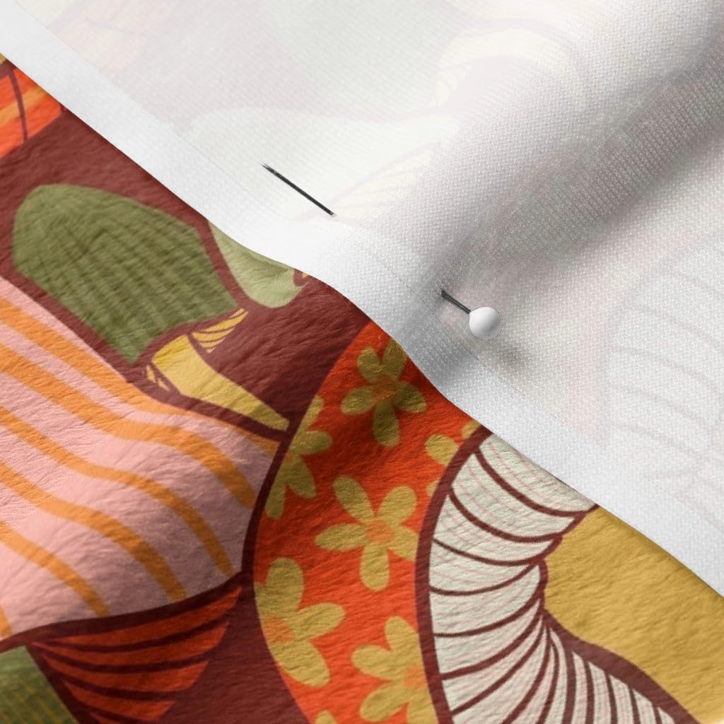 Spoonflower Fabric - Orange Psychedelic Hippie Groovy 70S Seventies 60S Sixties Mushrooms Printed on Minky Fabric by The Yard - Sewing Baby Blankets Quilt Backing Plush