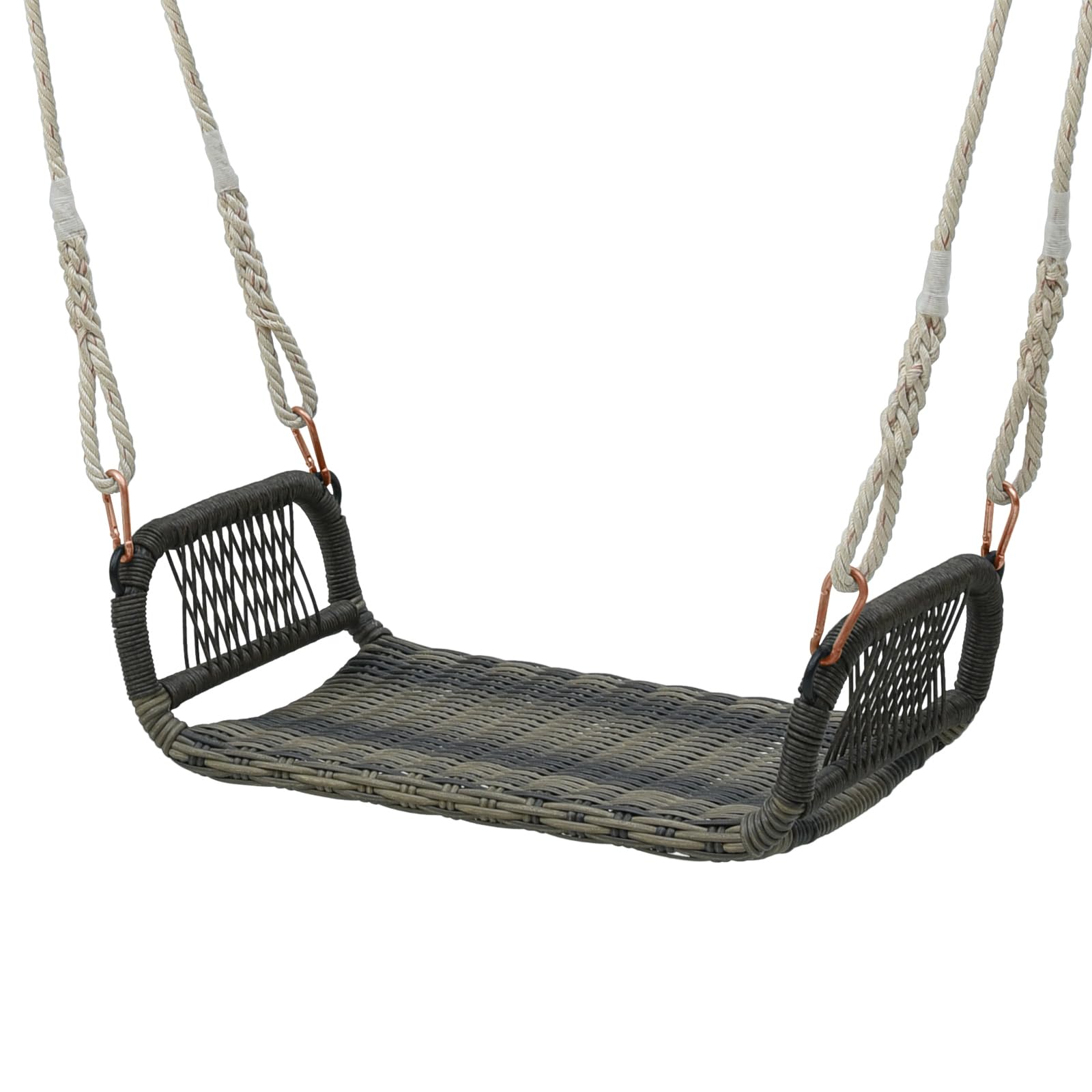LIFEZEAL Columpio de ratán para Exterior, Asiento suspendido con reposabrazos para niños y Adultos, Columpio con 2 Cuerdas para jardín, Porche, árbol, Capacidad 180 kg