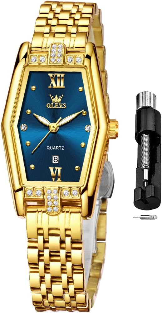 OLEVS Women Watches Business Dress Square Lady for Female Watches for Ladies Stainless Steel Waterproof Luminous Date Wrist Watch for Women