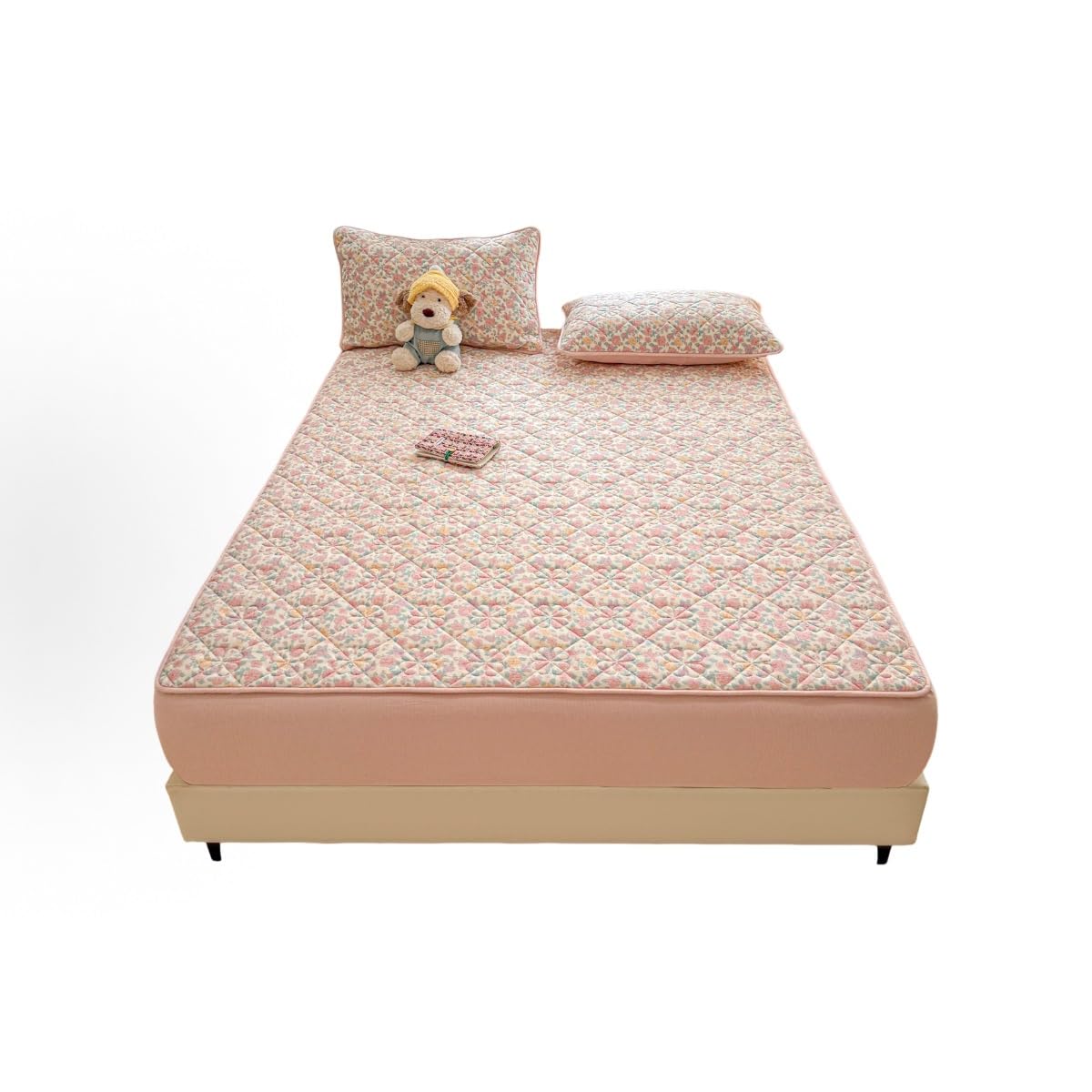 Single Plush Deep Pocket Crystal Velvet Fitted Sheet, Warm Winter Protector(Pink,150 * 200cm)