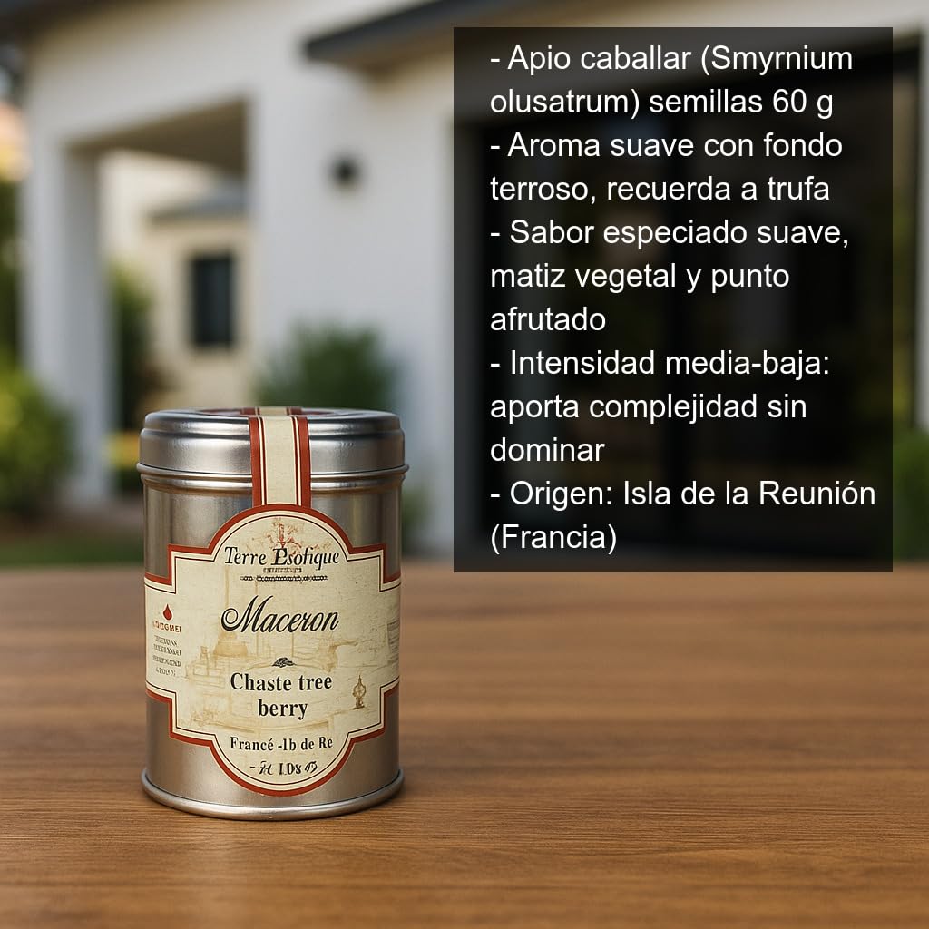 Semillas de Apio Caballar 60 g Smyrnium olusatrum Especia rara mediterránea con aroma suave tipo trufa para verduras, sopas, arroces y salsas