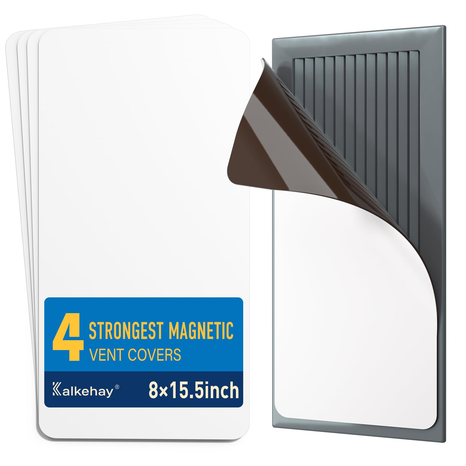 Kalkehay 4 Pack Strong Magnetic Vent Covers for Home Ceiling, 8x15.5 Inches Furnace Vent Cover for Steel Air Registers, Floor, Wall, RV, HVAC