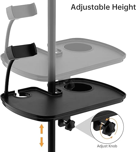 Miniatura 5 de Bandeja de soporte para micrófono con soporte para micrófono, estante grande de 12.2 x 7.91 pulgadas, abrazadera ajustable en la bandeja para