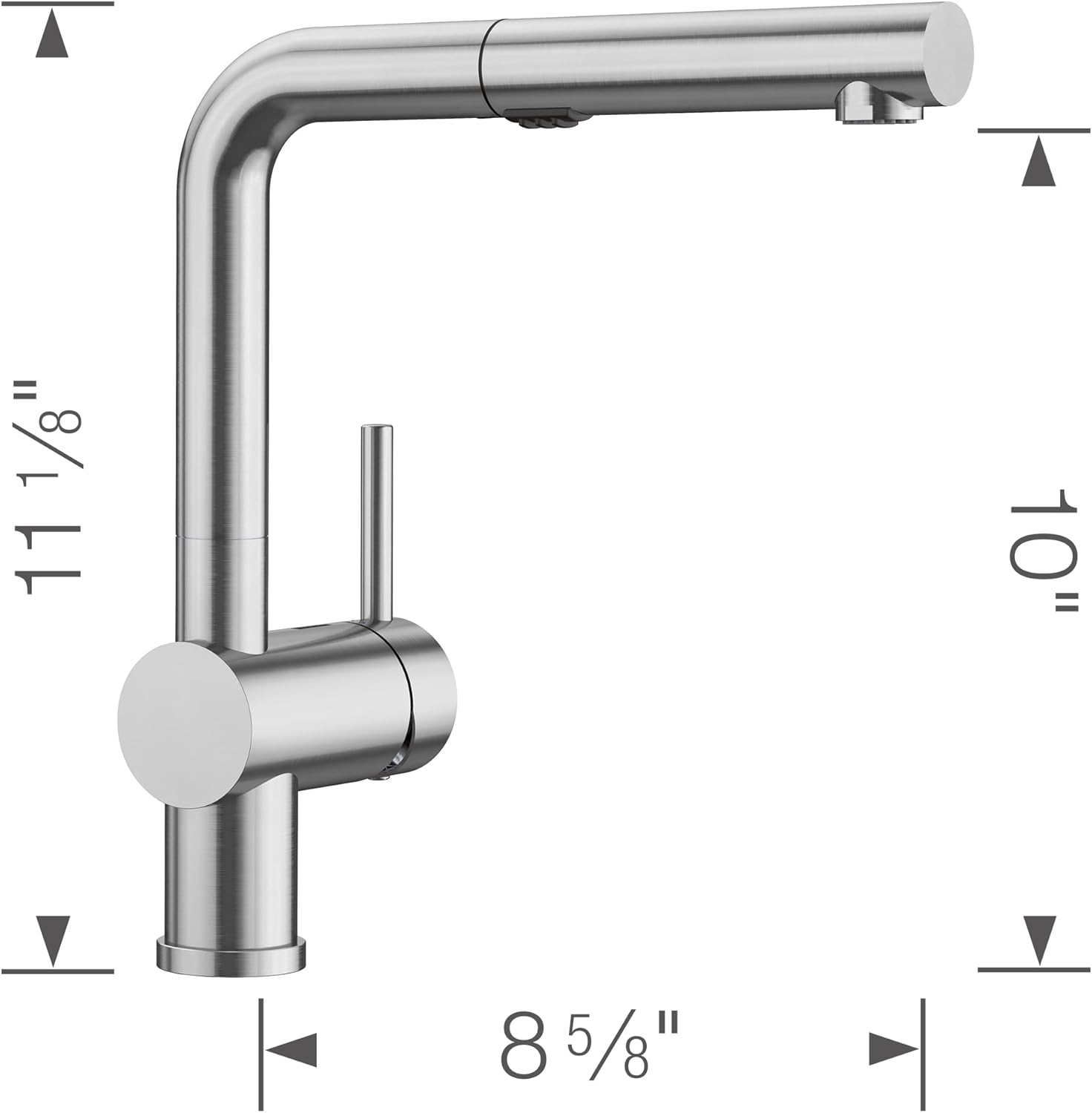 BLANCO Linus Low-Arc Pull-Out Dual Spray Kitchen Faucet, 1.5 GPM, Stainless