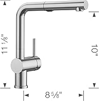 Vista 4 de BLANCO Linus - Grifo de cocina extraíble de arco bajo, doble pulverización, 1.5 GPM, acero inoxidable