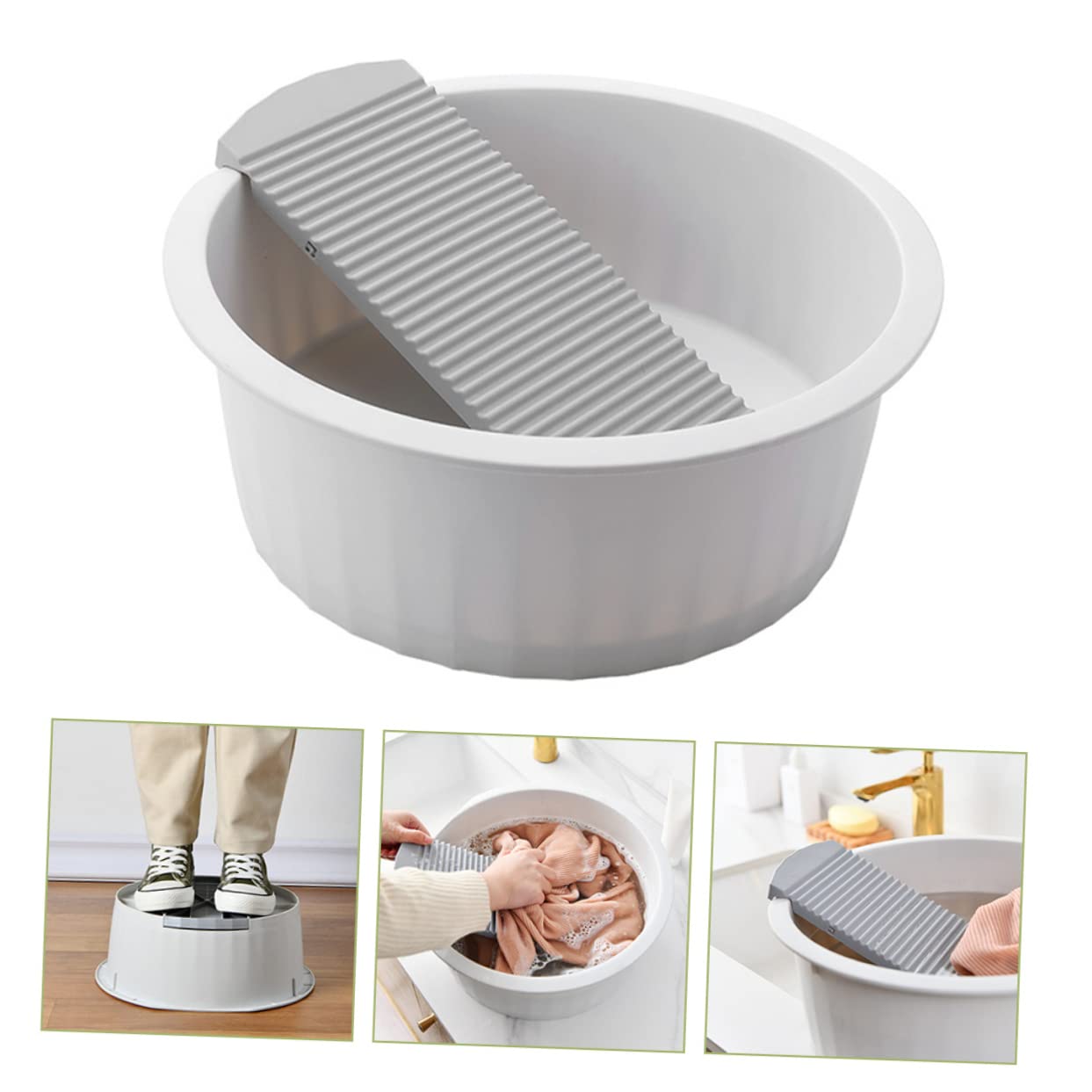 HAPINARY Large Laundry Washboard Hand Washing Board Grey Plastic Washing Board for Laundry