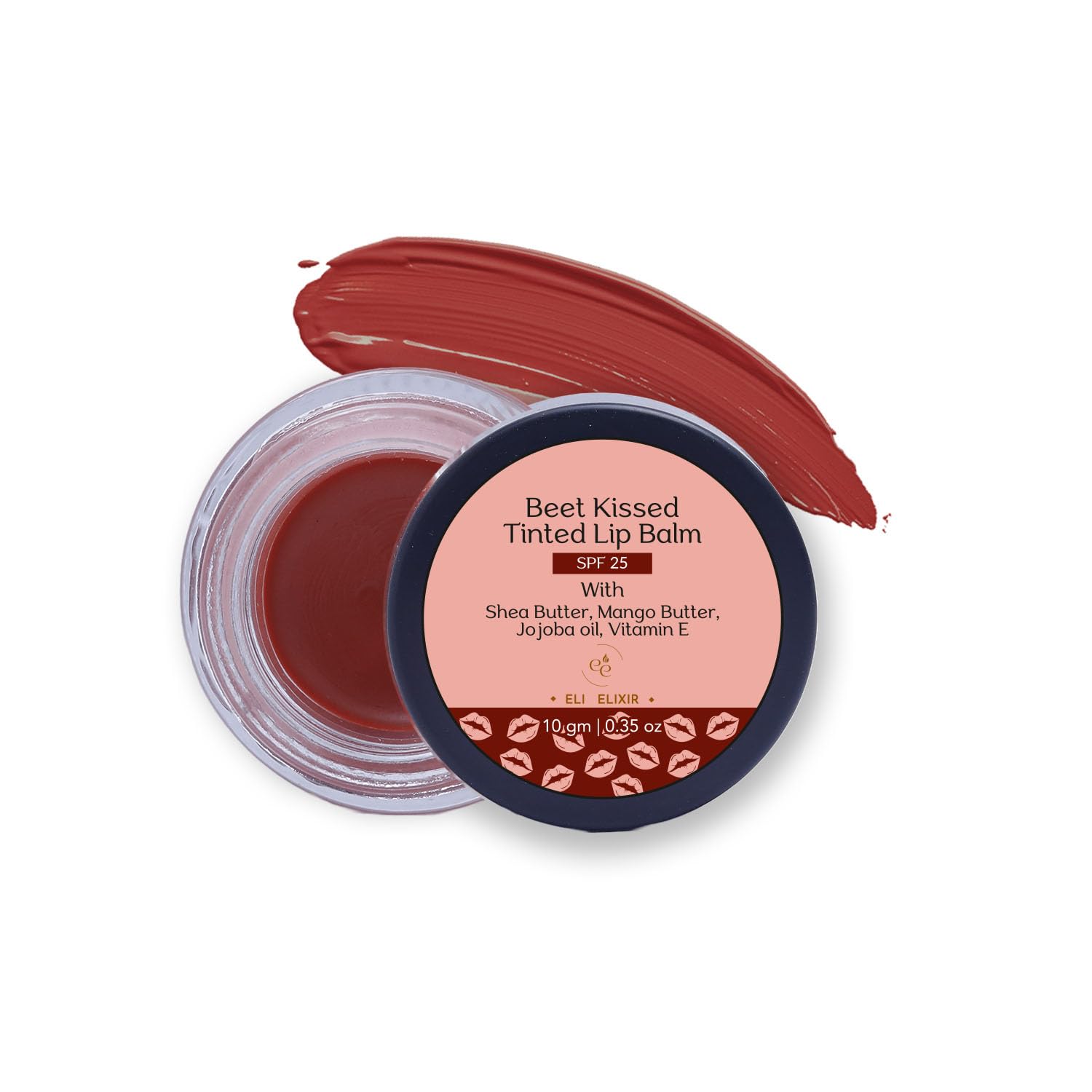 Eli Elixir Beet Kissed Tinted Lip Balm SPF 25 with Shea Butter, Mango Butter, Bees Wax, Jojoba Oil, Vitamin E | Lip Care | For Dry, Dark & Chapped Lips | Hydrates & Nourishes Plums Lips |For Women 10g
