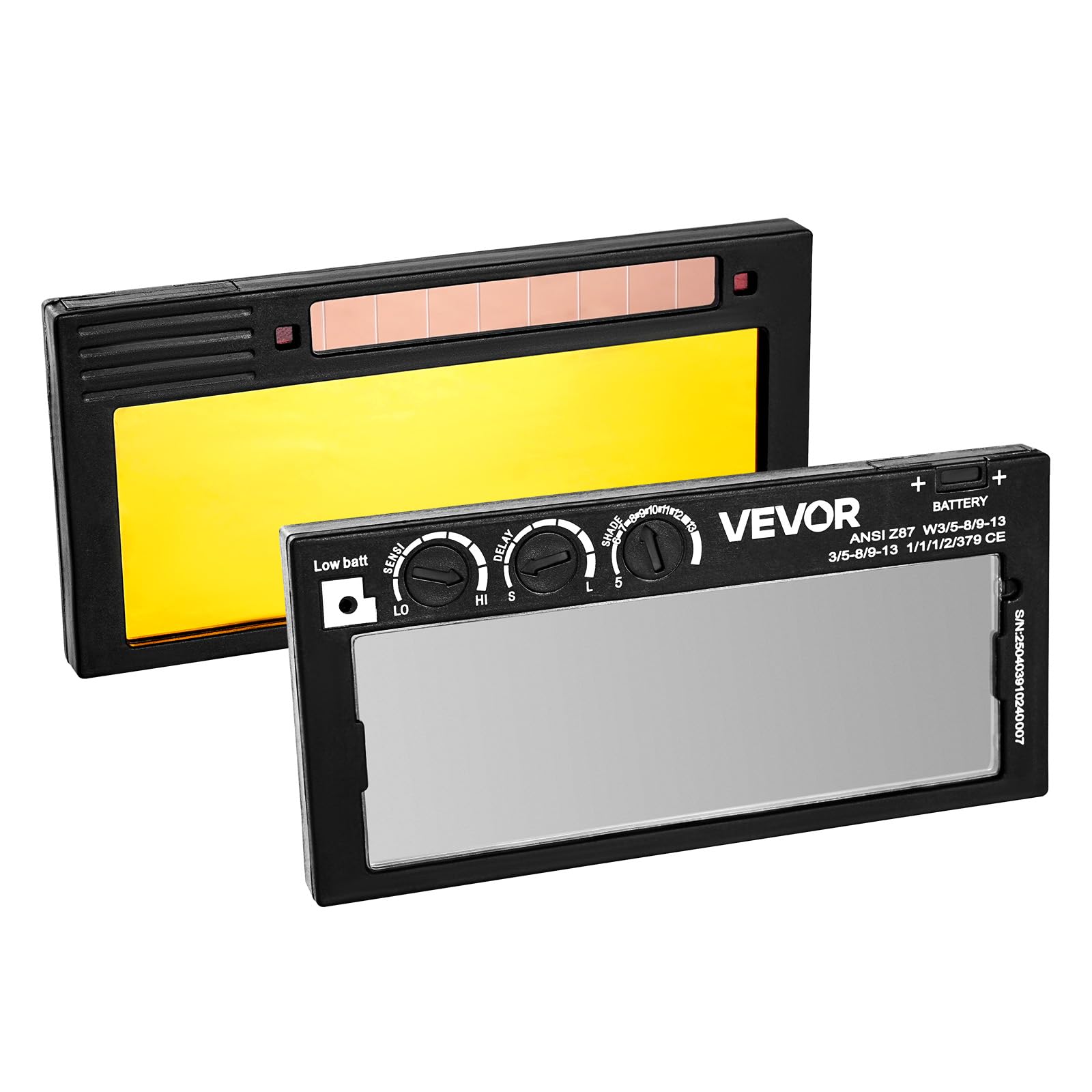 VEVOR Lente de Soldadura de Oscurecimiento Automático de 108 x 51 mm, Tono 5-13 Ajustable, Color Verdadero, con Sensores de Arco Dobles, para la Mayoría de Cascos de Soldadura para TIG, MIG, ARC