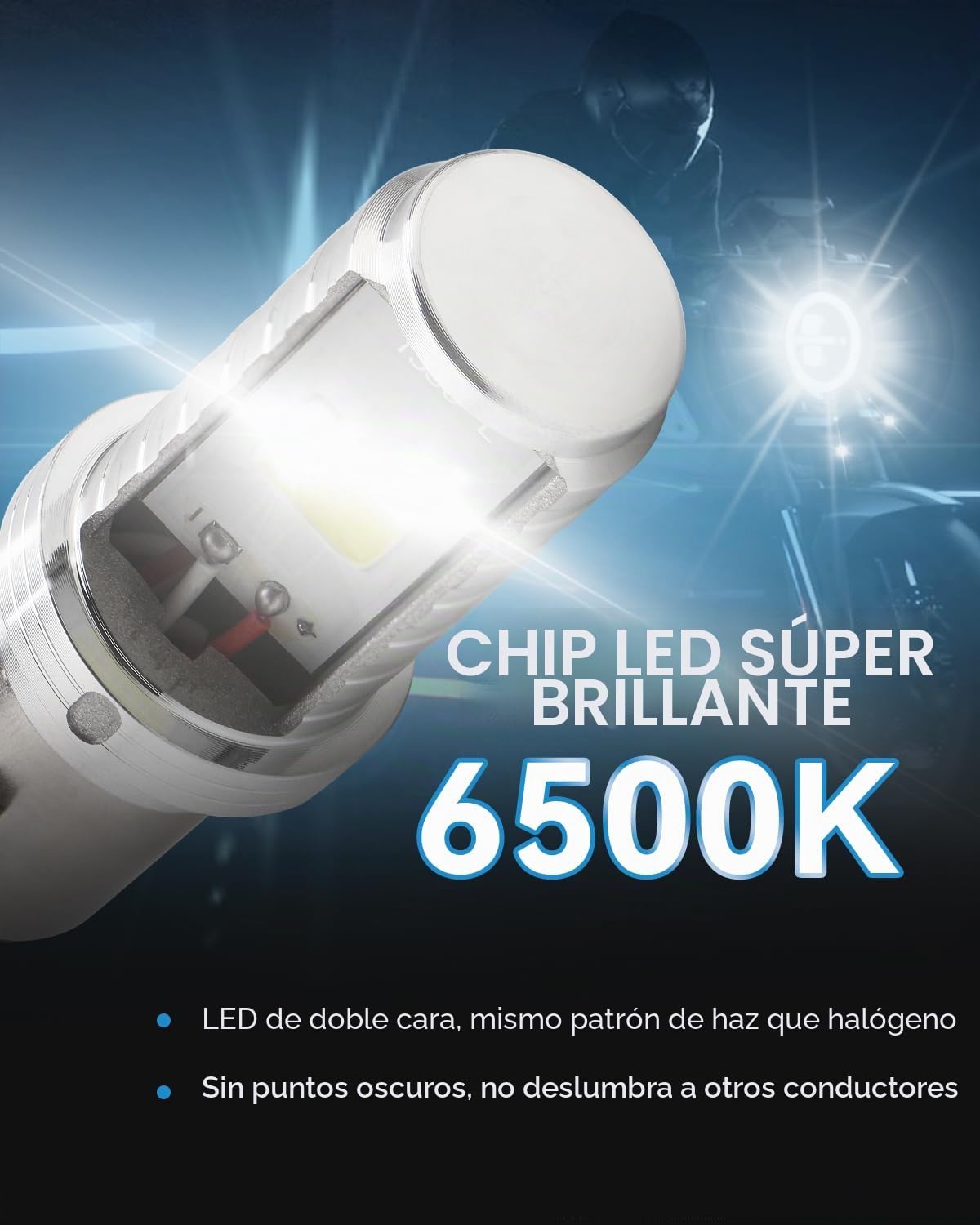 BA20D Bombilla LED H6 LED Bombilla H616 de Faro de motocicleta Hi/Lo Beam S2 Bombilla para faro de motocicleta 9-80 V 12 W COB Chips LED Luz diurna LED Blanco 6500 K, lote de 2