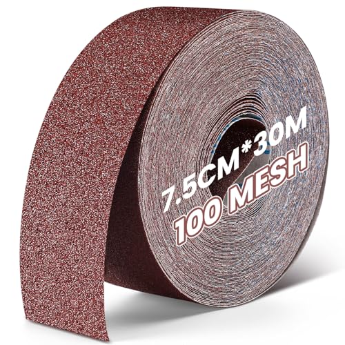 100 Grit Sandpaper Roll for Drum Sander, 3"x100 ft Emery Sand Paper