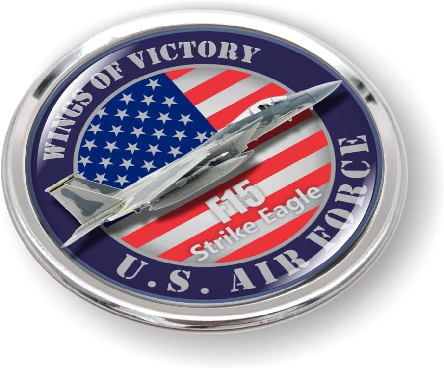 Miniatura 3 de Aviones veteranos de la Fuerza Aérea de los Estados Unidos F-15 Strike Eagle colección de calcomanías de vinilo redondas Wing of Victory 3D Dome