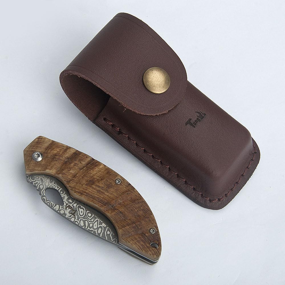 Couteau Tungyi en acier damassé, lame tranchante 5,9 cm, petit couteau adapté à toutes occasions, anniversaires, mariages, cadeaux (3,6" Ram Horn Handle)