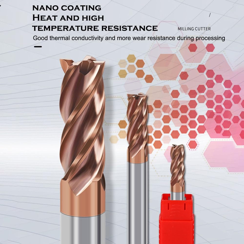 Broca de fresado de carburo - Fresa de esquina afilada de 4 flautas de acero de tungsteno Recubrimiento de bronce - Herramienta CNC - for acabado de desbaste de metal de aluminio (Size : D16*70*D16*1