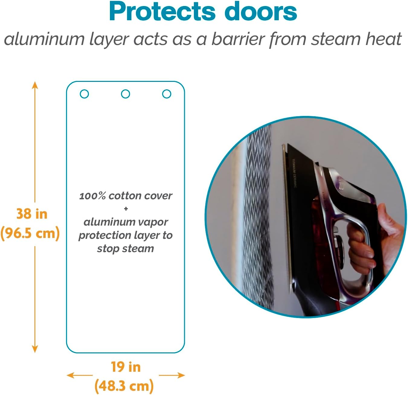 Polder Over-The Door Steaming Station, Cotton Cover, Large Steaming Surface Perfect for at Home and Folds Compact for Travel