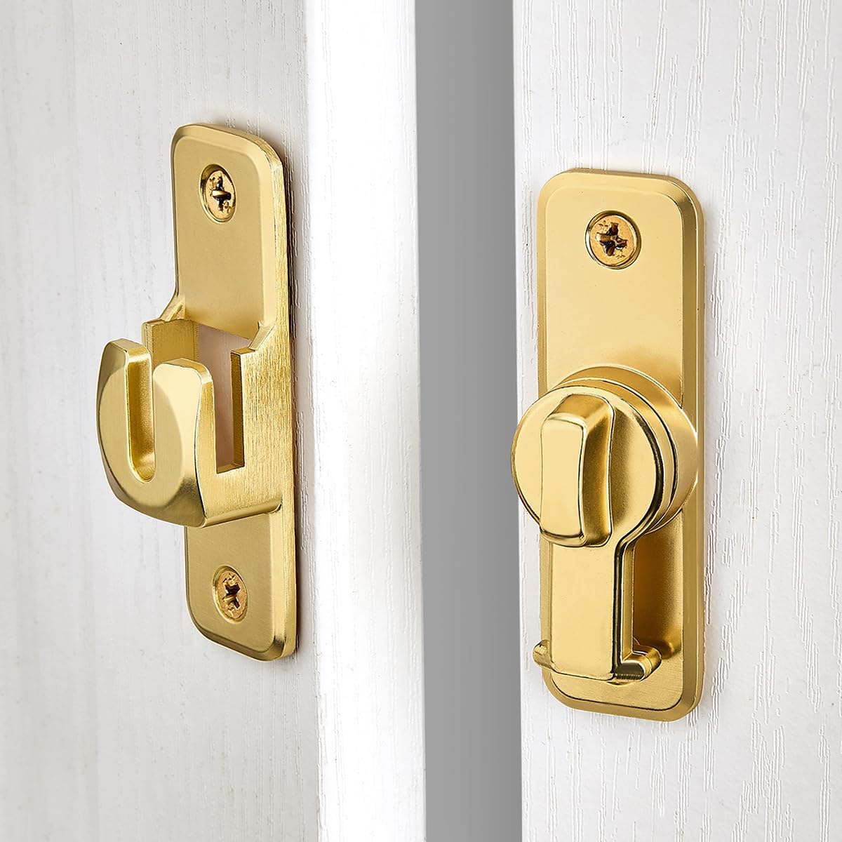 Gold 90/180 Degree Flip Barn Door Lock, Protect Privacy - Security Door Latch, Gate Latches Hardware for Barn Door, Bathroom, Cabinet, Window,Garden,Sliding Door