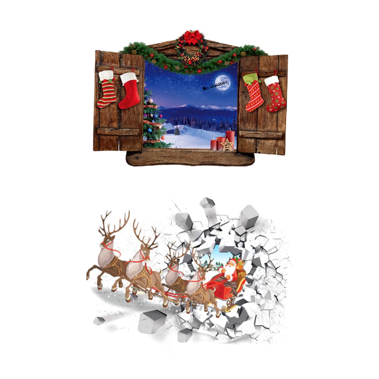HOMSFOU 6 Stk Weihnachten 3d Wandtattoo Fensteraufkleber Mit Weihnachtsszenen Kinderzimmer Weihnachtsaufkleber Dekorative Aufkleber Für Die Wand Wandtattoo Weihnachten