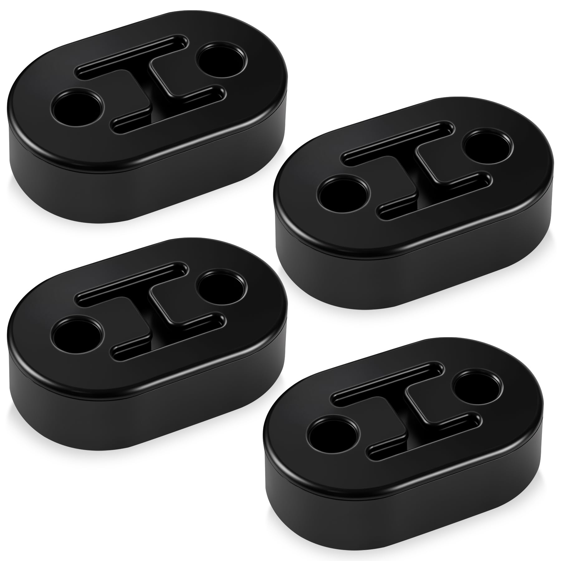 SINGARO Rubber Exhaust Hanger, Muffler Exhaust System, Heavy Insulator Support Bushing Installation, 2 Holes 0.47 Inch, High-Density Tailpipe Damping Hanger (4PCS Black)