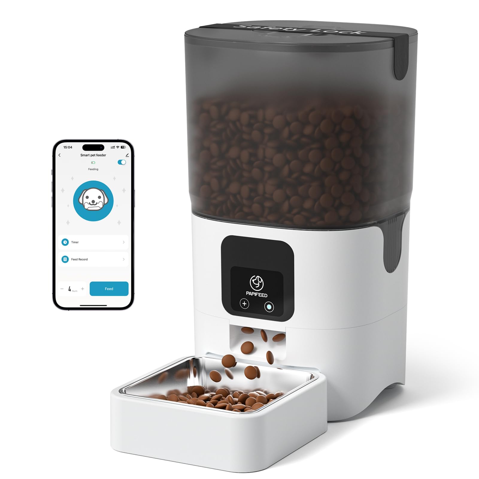 PAPIFEED Automatic Cat Feeder with App, WiFi Auto Cat Feeder, 6L
