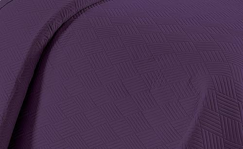 Miniatura 2 de Linen Plus Juego de colcha capitonada de gran tamaño, en colores lisos, púrpura, para cama KingCalifornia King, nuevo # Ashley