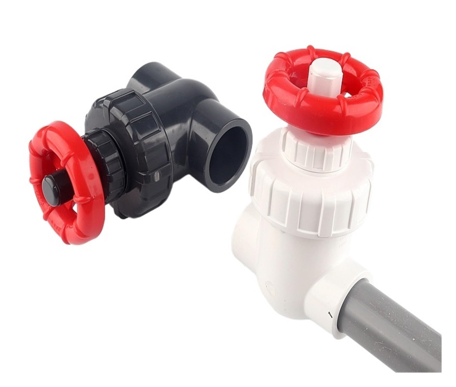 Válvula de compuerta de PVC de 20/25/32/40/50/63mm, irrigación de jardín, acuario, Control de flujo de precisión, válvula de interruptor de rueda manual(1pc dark grey,Inner Dia 63mm)
