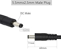 Vista 2 de GINTOOYUN 2 Pack DC Power Pigtails Cable, DC 5.5mm x 2.5mm Male Plug Jack to Bare Wire Open End Power Supply Replacement Repair Cord, for Security