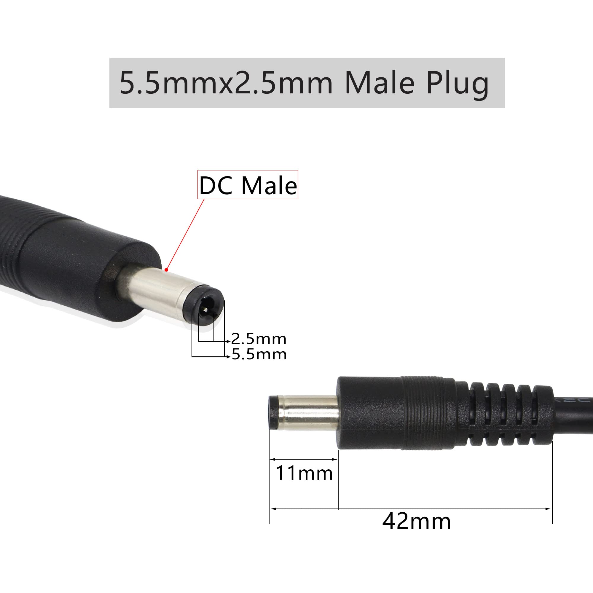 DC 5.5MM X 2.5MM Spina Maschio A Filo Nudo Cavo Di - Foto 9