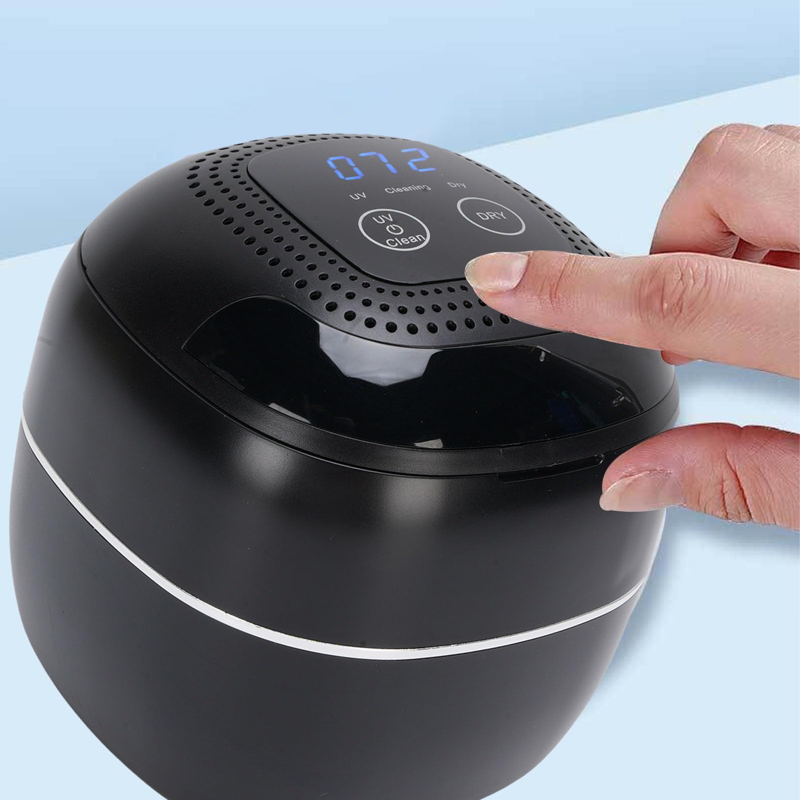 YUYTE Maszyna do Czyszczenia Biżuterii Ultrasonic Jewelry Cleanler 45KHz Maszyna Czyszcząca Biżuteria z klapką górną pokrywką 304 Stal Nierdzewna do Zegarków Szklanki Małe (wtyczka UE)