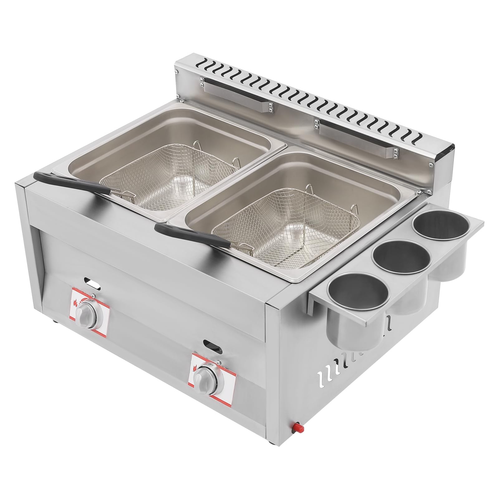 Commercial Deep Fryer,21Qt/20L Deep Fryer Electric Oil Fryer with 2 Frying Baskets Commercial Electric with Overheat Protection Adjustable Temperature