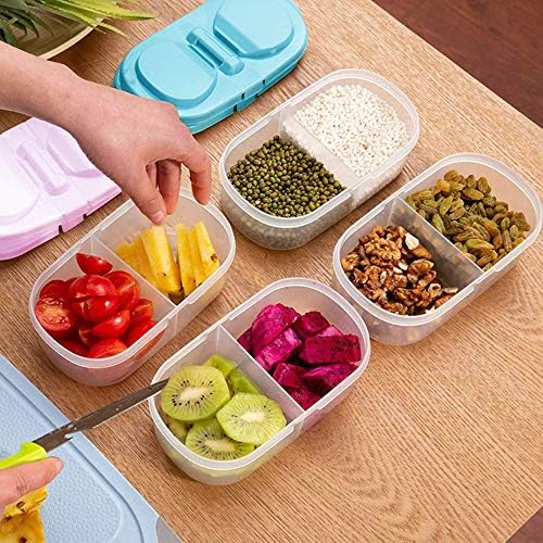 Food Storage Plastic Tub Containers with Lids, Fresh Food Storage Multi-Grain Boxes Kitchen Container Sauce Box Case with Lids-BPA-Free - Easy Snap (Blue)