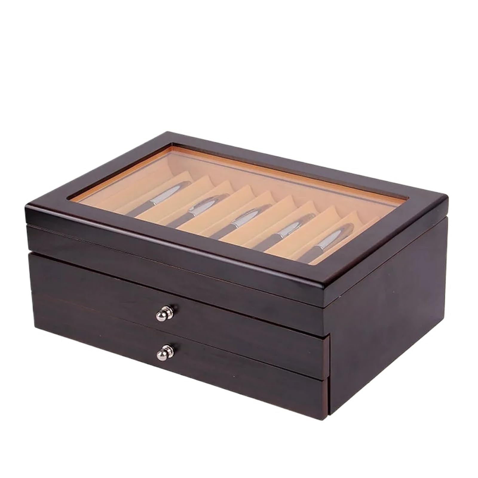 Présentoir à stylos plume en bois, 34 emplacements, boîte de rangement, organiseur
