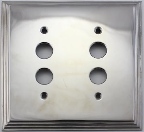 Placa de pared de interruptor de luz de botón de 2 bandas estilo Deco de níquel pulido