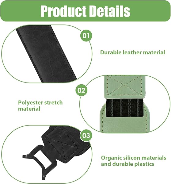 Kluz Lot de 2 Dragonnes Support Liseuse et Support pour Tablette 9-11 Pouces, Poignée Antichute en Simili Cuir PU, Sangle Élastique Réglable, Noir & Vert Menthe - 3