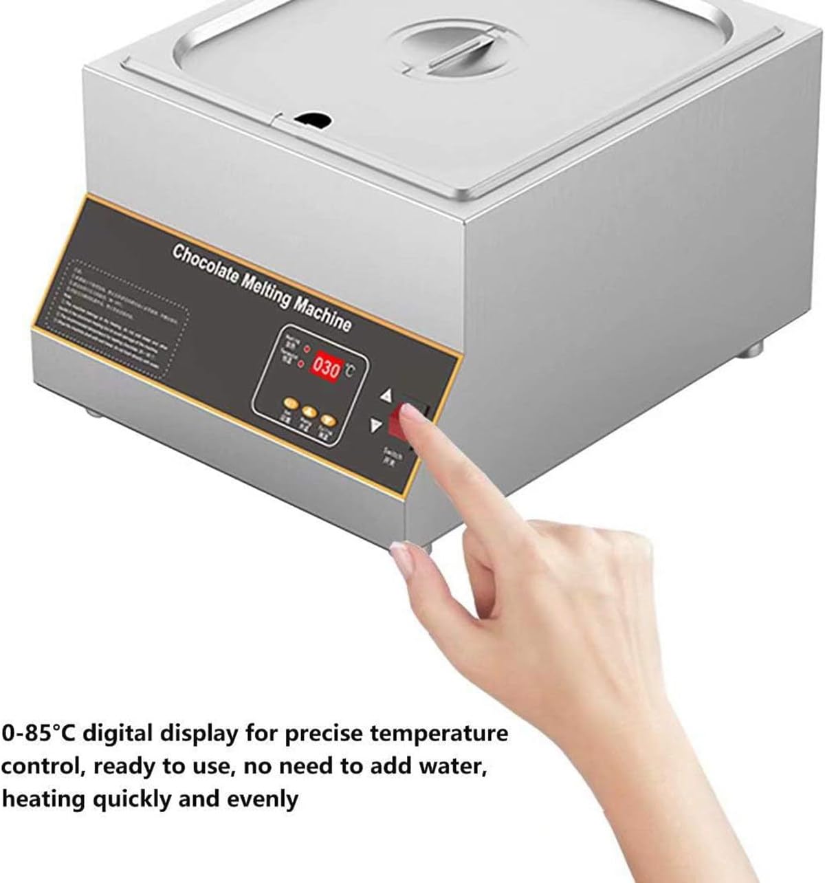 Komercyjna elektryczna maszyna do temperowania czekolady, 500 W, tygiel do wytapiania czekolady, energooszczędny termofor o stałej temperaturze, 1 grid