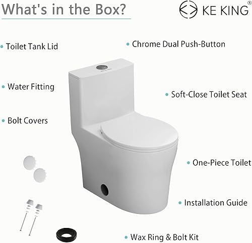 Miniatura 8 de Inodoro compacto de una pieza de 24 pulgadas de profundidad, silencioso, doble y potente inodoro pequeño para baño pequeño, inodoro que ahorra