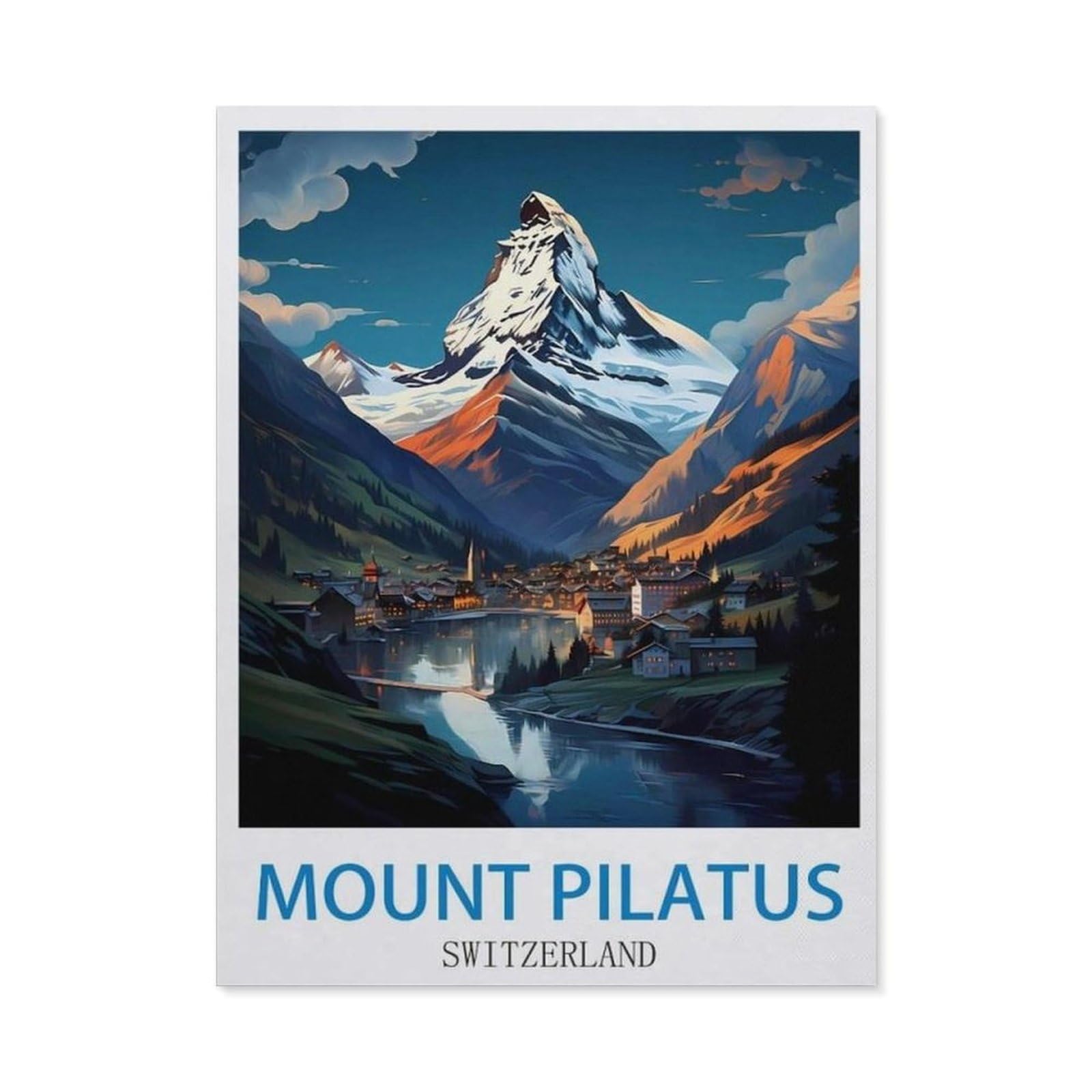 BEAYODKP Mount Pilatus Switzerland，5D DIY Diamond Painting Full Round Drill Diamond Embroidery Cross Stitch Rhinestone Mosaic Paintings Art（30 x 40 cm/11.81 x 15.74 inches）-CK76