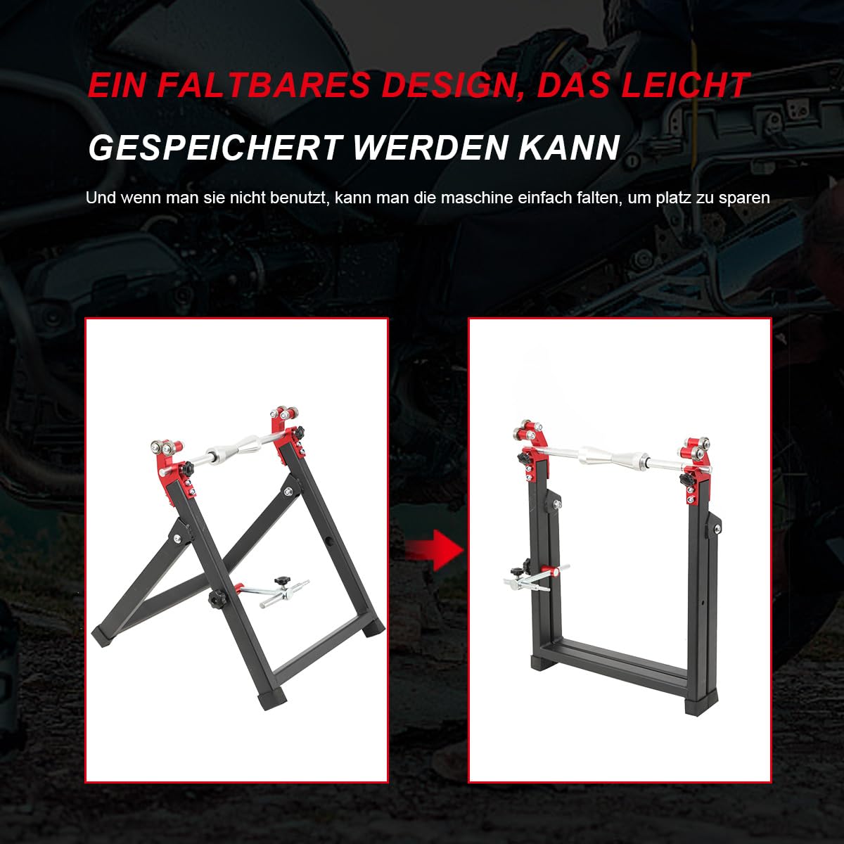 5 * 23 Radwuchtmaschine, Motorrad-Radauswuchtmaschine Rad Static Balancer Zentrierständer Halter, Auswuchtvorrichtung Wuchtmaschine Wuchtbock Auswuchtgerät, faltbares Design