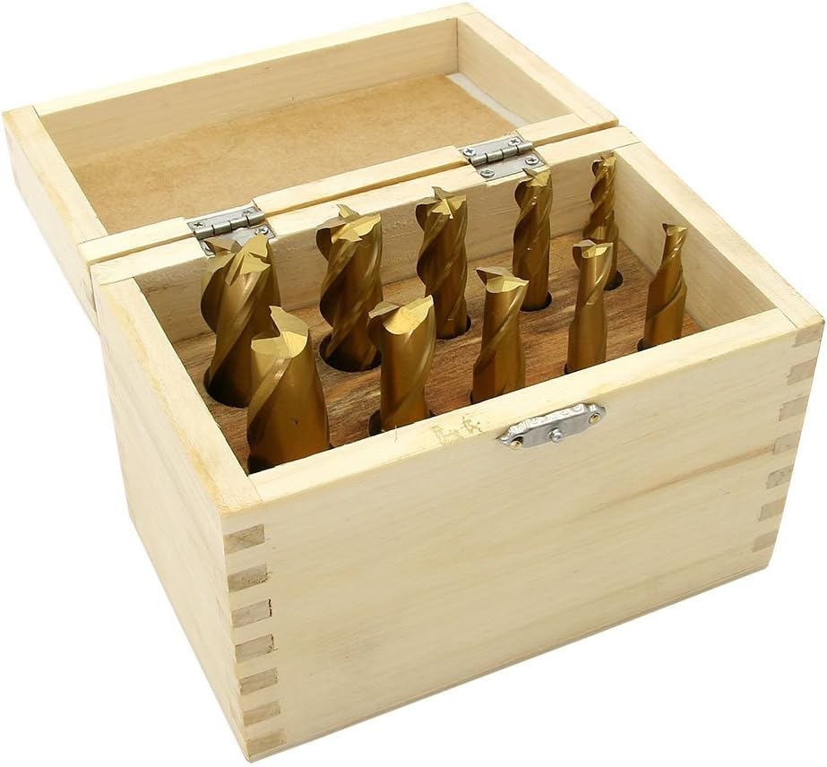 2 & 4 Flute End Mill Set, TiN Coated High Speed Steel, 10 Piece - Includes 1/4", 3/8", 1/2", 5/8", and 3/4" End Mills, LittleMachineShop.com (1245)