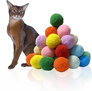 JosephJonas cat Ball Toy | 1.6’’ Soft Lightweight cat pom pom Balls Kitten Play Training Toy | Assorted cat Toys for Indoor Cats | Interactive Pompon Ball Toy for Cats