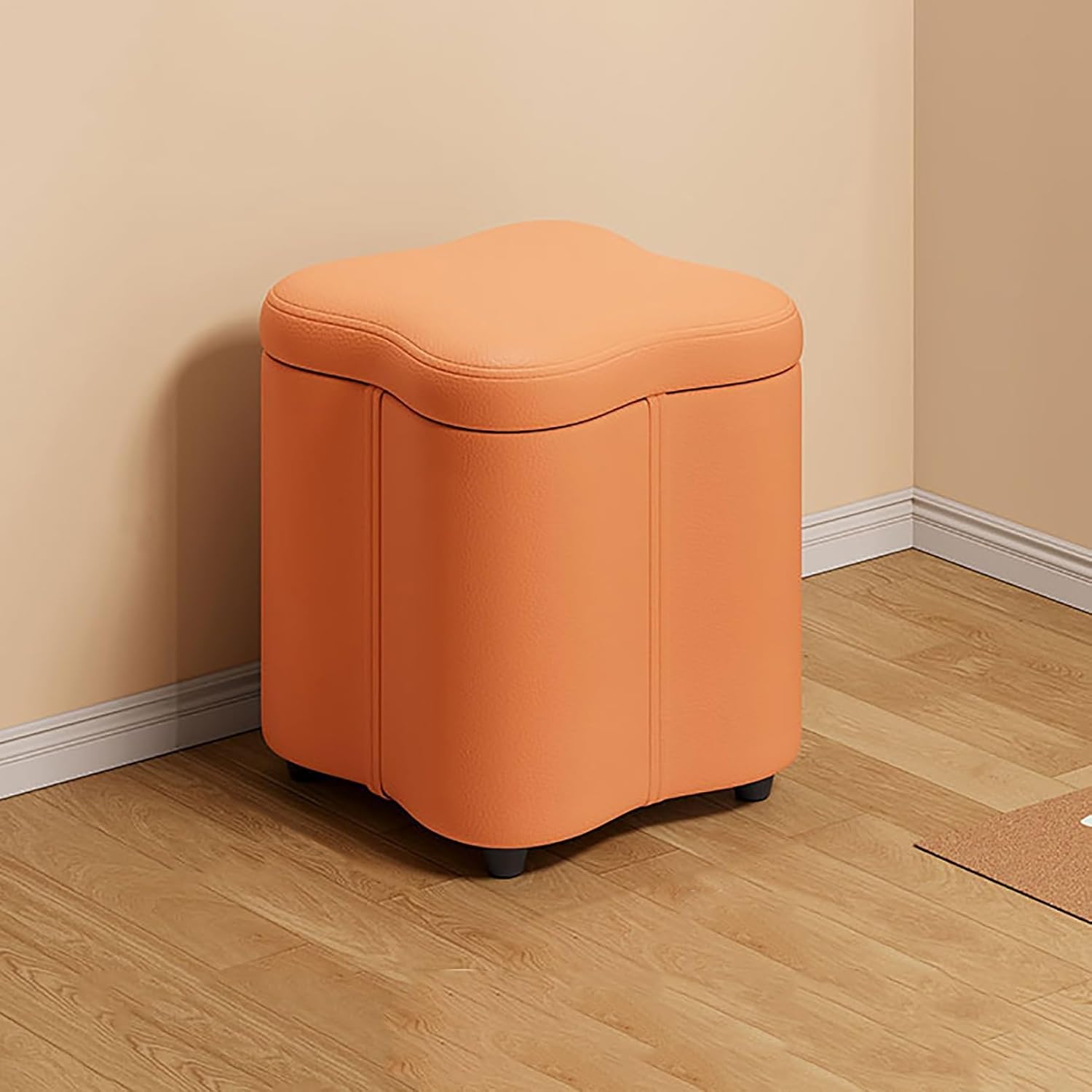 Stylish Orange Storage Bench, Makeup & Shoe Stool, Perfect for Bedroom, Living Room & Entryway - Multi-Functional nizer & Space Saver Furniture