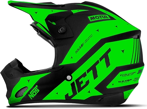 Capacete Motocross Th1 Jett Evolution 2 Preto/Verde Neon 58