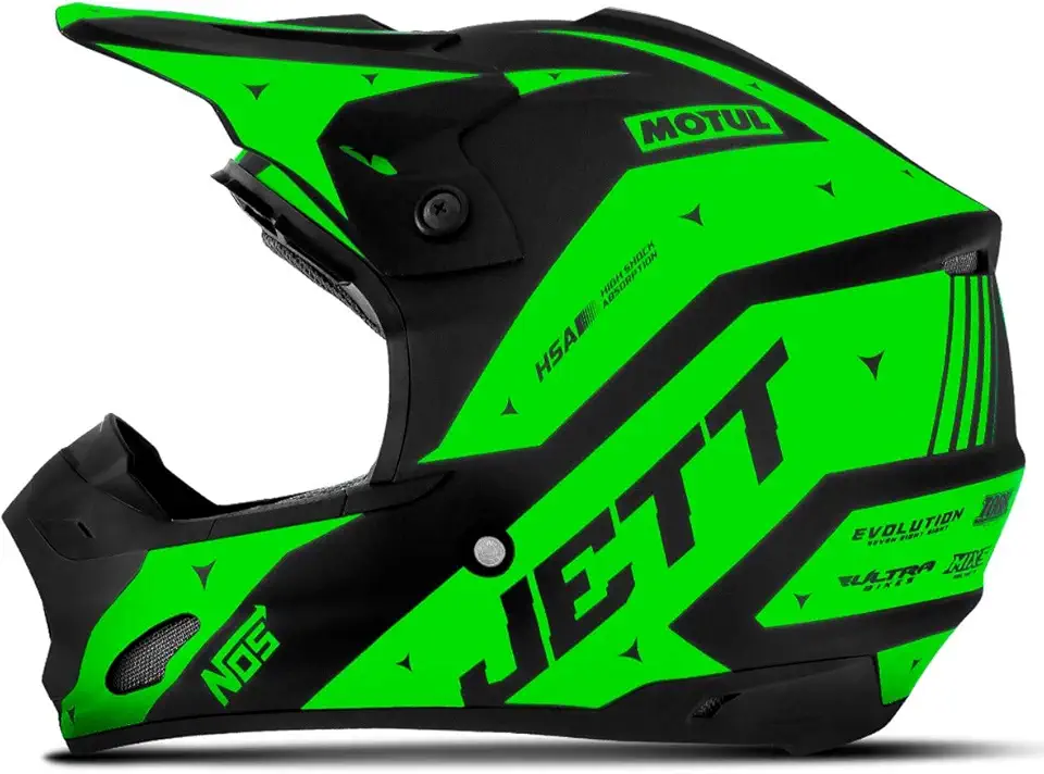 Capacete Motocross Th1 Jett Evolution 2 Preto/Verde Neon 58