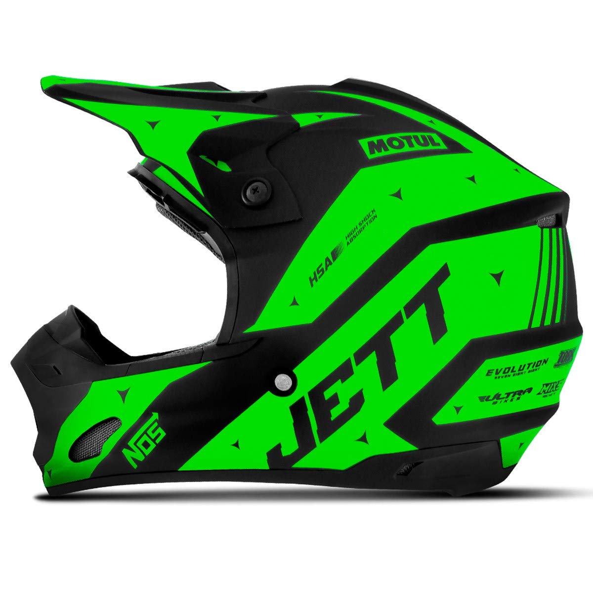 Capacete Motocross Th1 Jett Evolution 2 Preto/Verde Neon 58